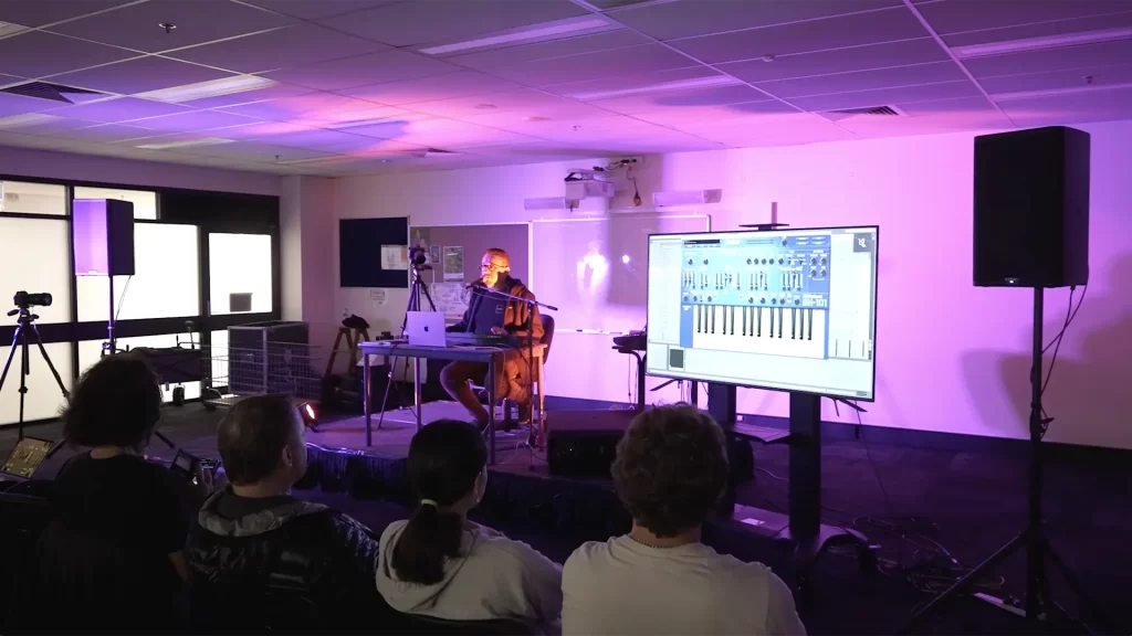 The Roland VR-6HD live streaming a a class on 'Synthesis' at Ultimo TAFE NSW